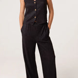 QED London - Ladies - Textured Waistcoat & Trouser Set Black - Wildvine Clothing, Spalding, Lincolnshire