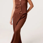 QED London - Ladies - Textured Waistcoat & Trouser Set Chocolate - Wildvine Clothing, Spalding, Lincolnshire