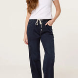 QED London - Ladies - Elastic Waist Heart String Jeans - indigo - Wildvine Clothing, Spalding, Lincolnshire