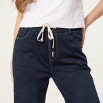 QED London - Ladies - Elastic Waist Heart String Jeans - indigo - Wildvine Clothing, Spalding, Lincolnshire