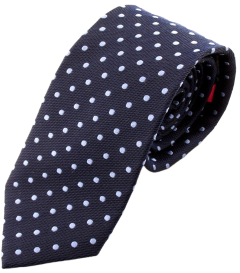 Van Buck - Mens - Navy Blue Silk Tie With Sky Blue Polka Dots - Wildvine Clothing, Spalding, Lincolnshire