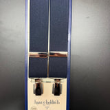 Hunt & Holditch - Mens - Plain Navy Braces-Feathered Silver Clip - One Size - Wildvine Clothing, Spalding, Lincolnshire