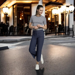 Pinnns - Ladies - Stylish Wide Leg Culotte Trousers With Button Feature - Navy 638C - Wildvine Clothing, Spalding, Lincolnshire