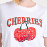 QED - Ladies - 'Cherries' Embellished Print T-Shirt - Wildvine Clothing, Spalding, Lincolnshire