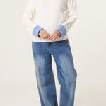 QED London - Ladies - Gingham Heart & Cuff Jumper - Ivory - Wildvine Clothing, Spalding, Lincolnshire