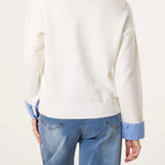 QED London - Ladies - Gingham Heart & Cuff Jumper - Ivory - Wildvine Clothing, Spalding, Lincolnshire