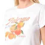 QED - Ladies - "Palermo Orange" Embellished Print T-Shirt - Wildvine Clothing, Spalding, Lincolnshire