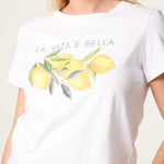 QED - Ladies - "Lemon" Embellished Print T-Shirt - Wildvine Clothing, Spalding, Lincolnshire