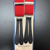 Hunt & Holditch - Mens - Plain Red Braces - Silver Fit-Black Leather - One Size - Wildvine Clothing, Spalding, Lincolnshire