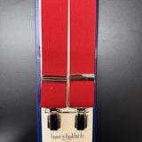 Hunt & Holditch - Mens - Plain Red Braces-Feathered Silver Clip - One Size - Wildvine Clothing, Spalding, Lincolnshire