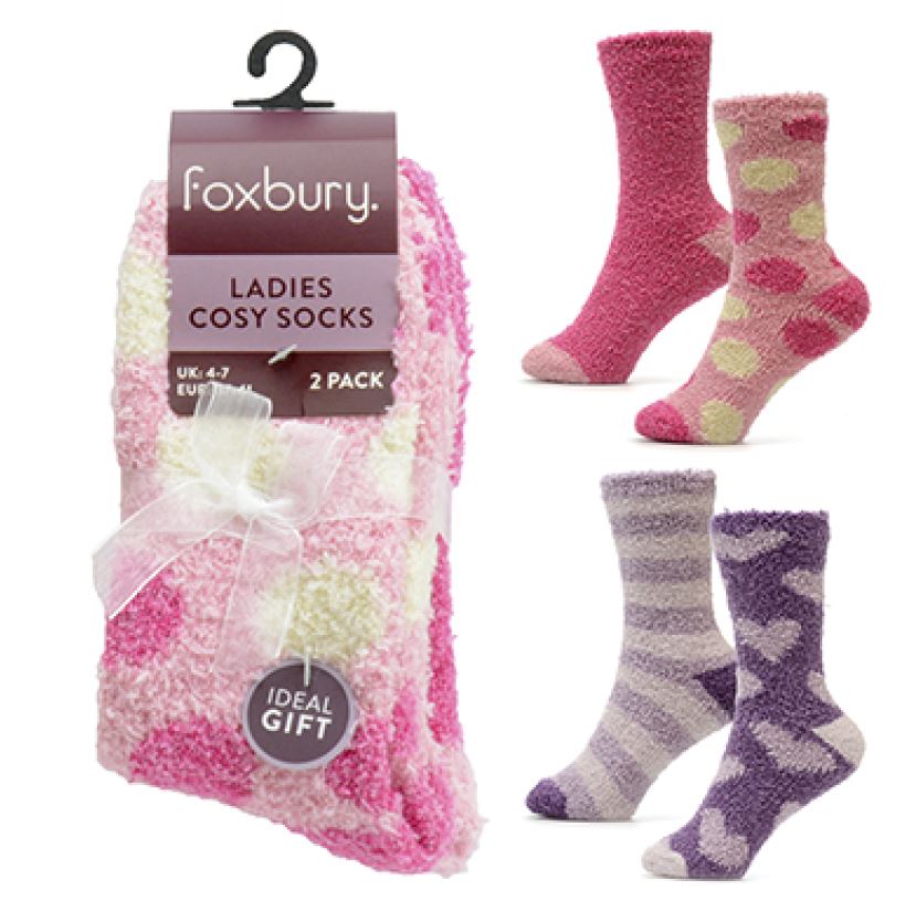 Ladies Cosy Socks (2 pairs) - Wildvine Clothing, Spalding, Lincolnshire