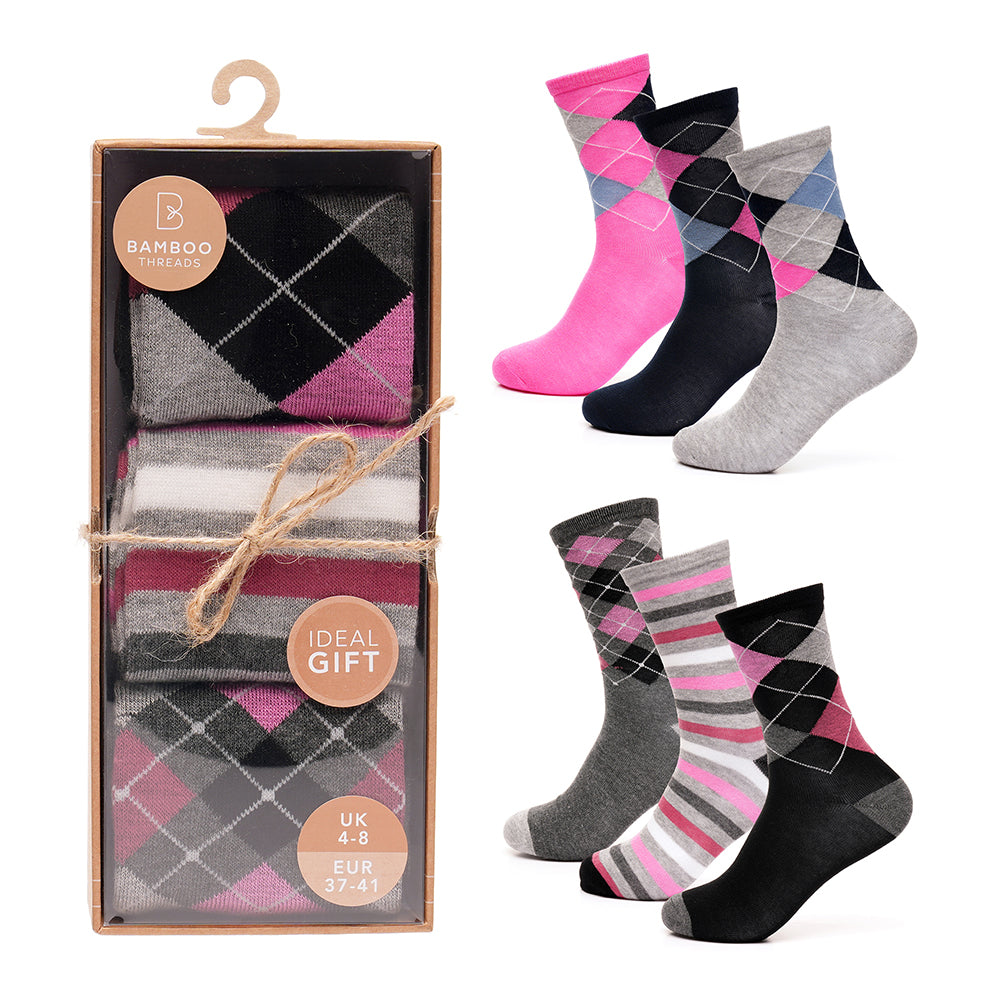 Ladies Bamboo Socks - Gift box - (3 pairs) - Wildvine Clothing, Spalding, Lincolnshire