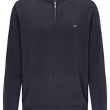 Fynch-Hatton - Mens Knitwear - Zip Troyer - Navy - Wildvine Clothing, Spalding, Lincolnshire