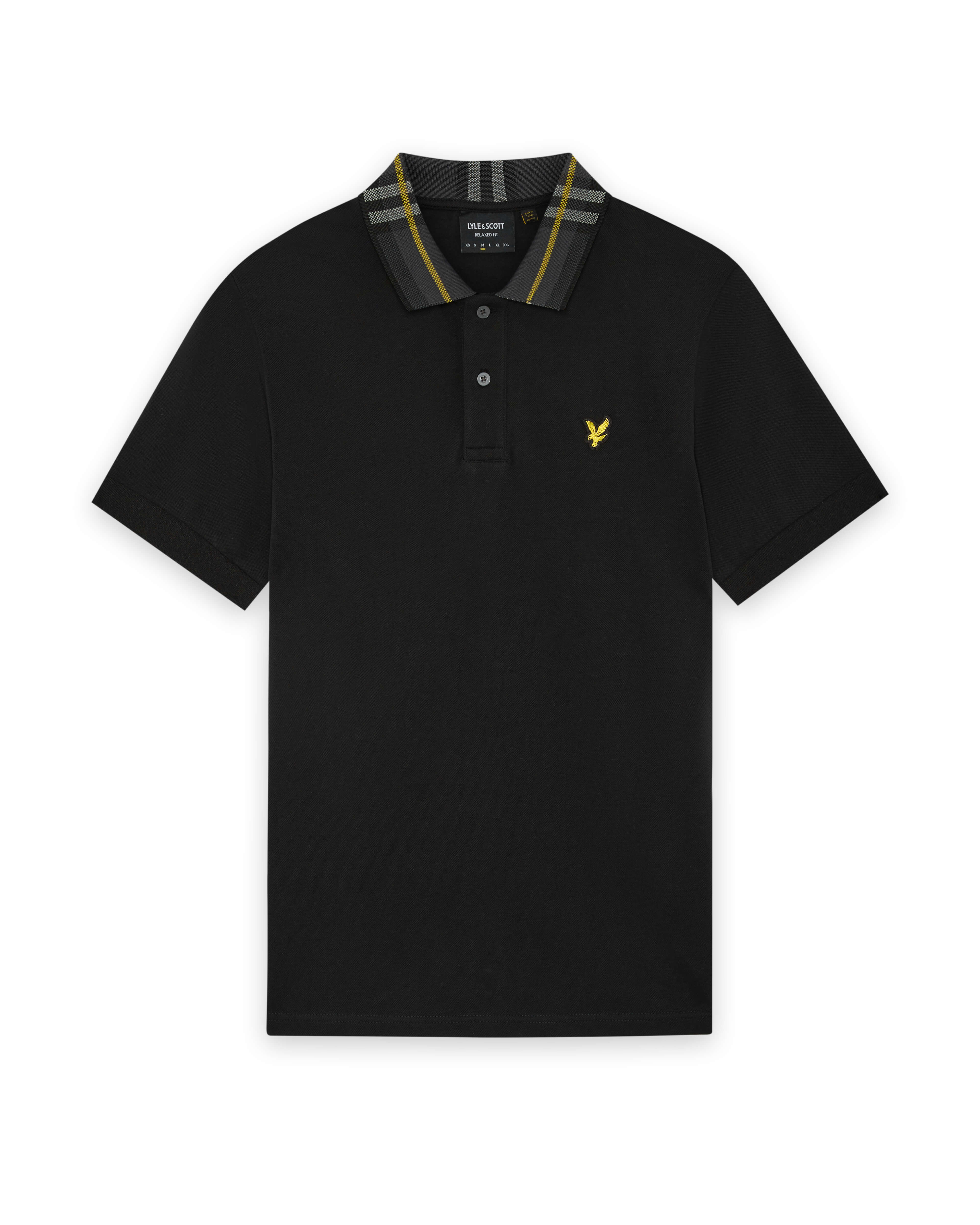 Lyle & Scott - Mens Tartan Collar Polo Shirt - Jet Black - SP2403V Z865 - Wildvine Clothing, Spalding, Lincolnshire