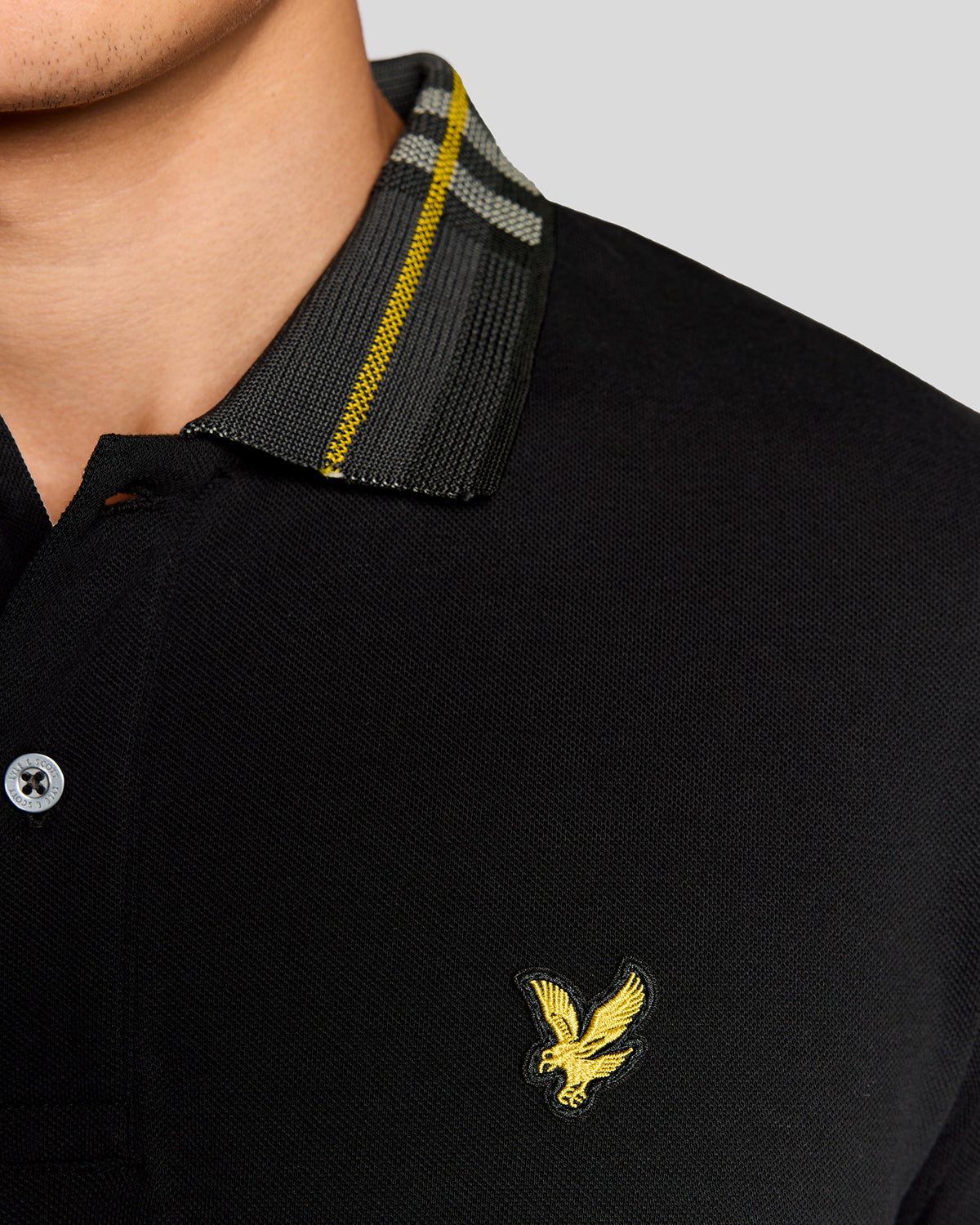 Lyle & Scott - Mens Tartan Collar Polo Shirt - Jet Black - SP2403V Z865 - Wildvine Clothing, Spalding, Lincolnshire