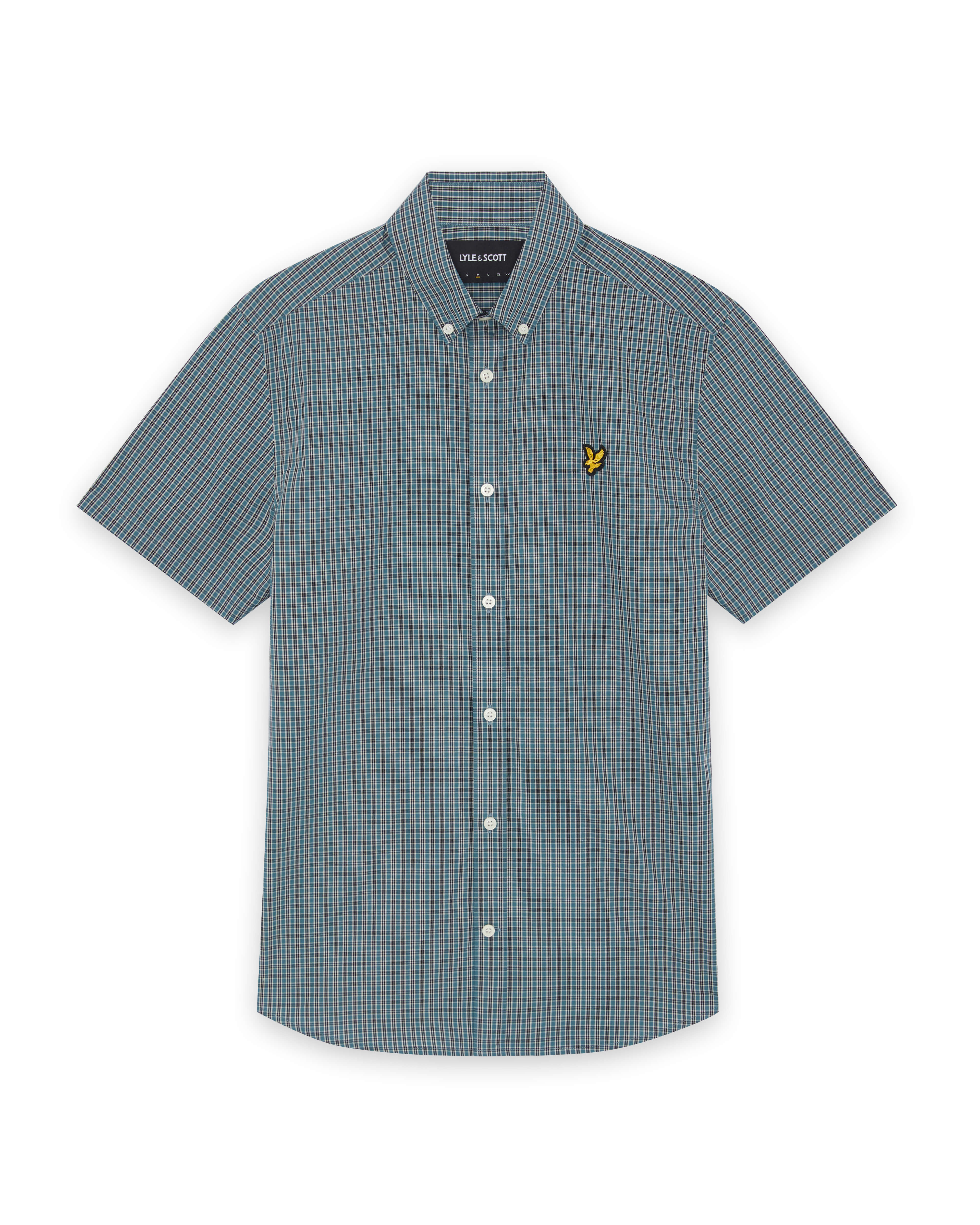 Lyle & Scott - Mens Fine Check Short Sleeve Shirt - Denim - Y130 SW2401V - Wildvine Clothing, Spalding, Lincolnshire