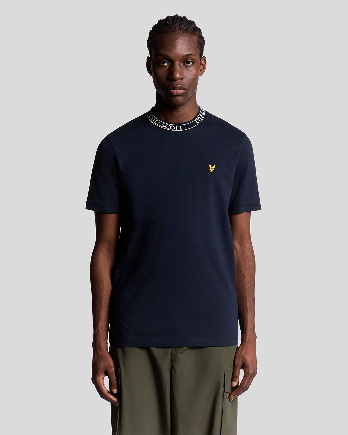 Lyle & Scott - Mens T-Shirt - Logo Ribbed - Dark Navy/ Bone White Y070 - Wildvine Clothing, Spalding, Lincolnshire