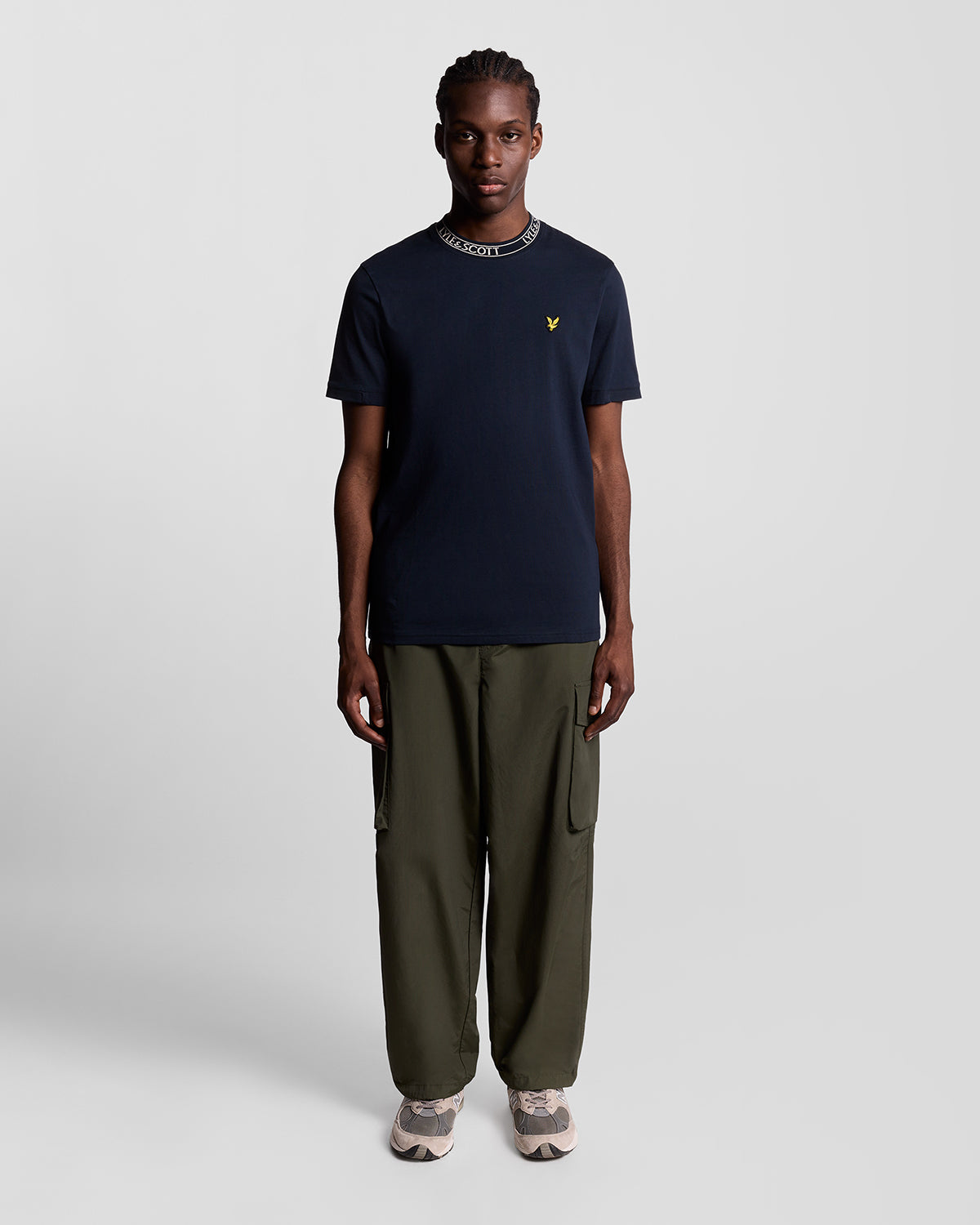 Lyle & Scott - Mens T-Shirt - Logo Ribbed - Dark Navy/ Bone White Y070 - Wildvine Clothing, Spalding, Lincolnshire