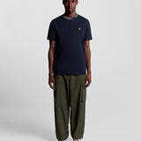 Lyle & Scott - Mens T-Shirt - Logo Ribbed - Dark Navy/ Bone White Y070 - Wildvine Clothing, Spalding, Lincolnshire