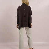 D.E.C.K By Decollage - Roll Neck Knit with Back Button - Choko - Wildvine Clothing, Spalding, Lincolnshire