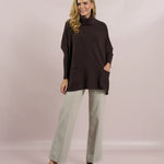 D.E.C.K By Decollage - Roll Neck Knit with Back Button - Choko - Wildvine Clothing, Spalding, Lincolnshire