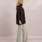 D.E.C.K By Decollage - Roll Neck Knit with Back Button - Choko - Wildvine Clothing, Spalding, Lincolnshire