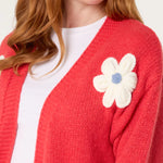 Wild Flower - Ladies - Flocking Daisy Open Knit Cardigan - Berry - Wildvine Clothing, Spalding, Lincolnshire