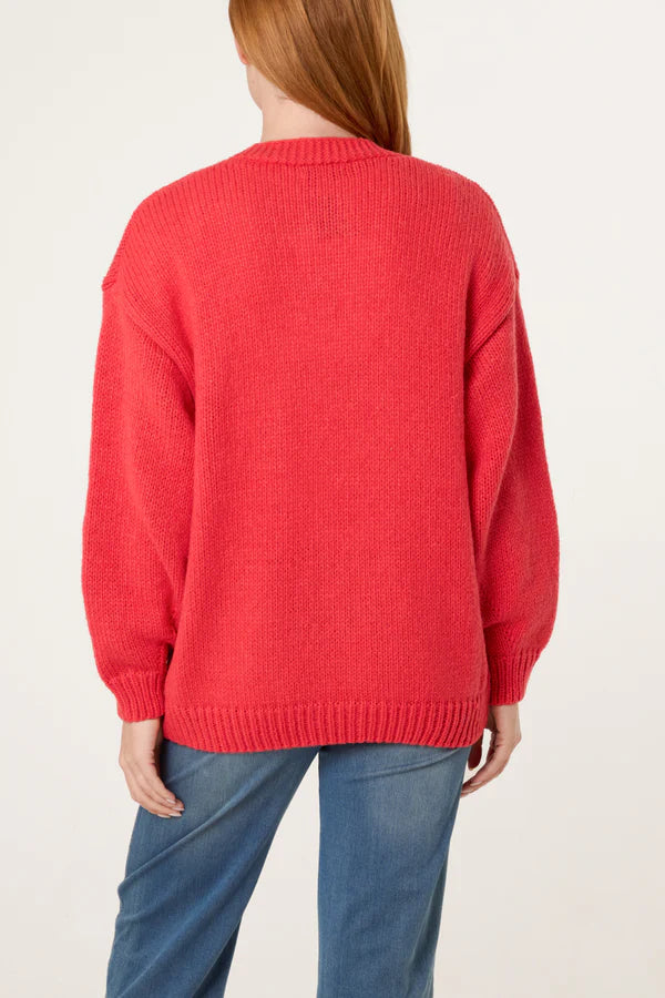 Wild Flower - Ladies - Flocking Daisy Open Knit Cardigan - Berry - Wildvine Clothing, Spalding, Lincolnshire