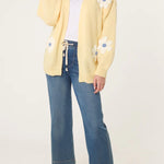 Wild Flower - Ladies - Flocking Daisy Open Knit Cardigan - Lemon - Wildvine Clothing, Spalding, Lincolnshire