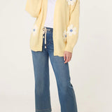 Wild Flower - Ladies - Flocking Daisy Open Knit Cardigan - Lemon - Wildvine Clothing, Spalding, Lincolnshire