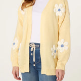 Wild Flower - Ladies - Flocking Daisy Open Knit Cardigan - Lemon - Wildvine Clothing, Spalding, Lincolnshire
