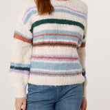 Wild Flower - Ladies - Colourful Striped Knit Jumper - Ivory/Multi - Wildvine Clothing, Spalding, Lincolnshire