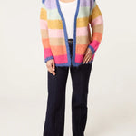 Wild Flower - Ladies - Rainbow Striped Knit Cardigan - Multi Colour - Wildvine Clothing, Spalding, Lincolnshire