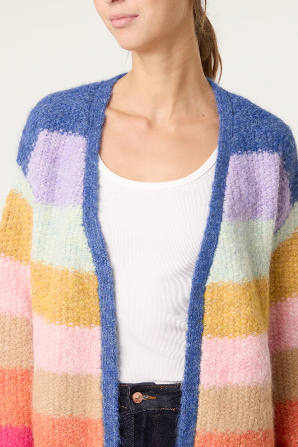Wild Flower - Ladies - Rainbow Striped Knit Cardigan - Multi Colour - Wildvine Clothing, Spalding, Lincolnshire