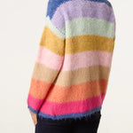 Wild Flower - Ladies - Rainbow Striped Knit Cardigan - Multi Colour - Wildvine Clothing, Spalding, Lincolnshire