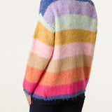 Wild Flower - Ladies - Rainbow Striped Knit Cardigan - Multi Colour - Wildvine Clothing, Spalding, Lincolnshire