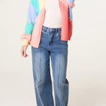 Wild Flower - Ladies - Stitch Colourblock Knit Cardigan - Multi colour - Wildvine Clothing, Spalding, Lincolnshire