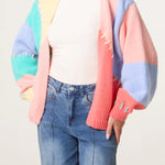 Wild Flower - Ladies - Stitch Colourblock Knit Cardigan - Multi colour - Wildvine Clothing, Spalding, Lincolnshire