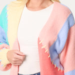 Wild Flower - Ladies - Stitch Colourblock Knit Cardigan - Multi colour - Wildvine Clothing, Spalding, Lincolnshire