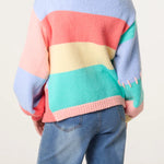 Wild Flower - Ladies - Stitch Colourblock Knit Cardigan - Multi colour - Wildvine Clothing, Spalding, Lincolnshire