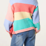 Wild Flower - Ladies - Stitch Colourblock Knit Cardigan - Multi colour - Wildvine Clothing, Spalding, Lincolnshire
