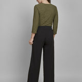 Pinnns - Ladies Wide Leg Jersey Trouser with Button feature - Chocolate 659T - Wildvine Clothing, Spalding, Lincolnshire