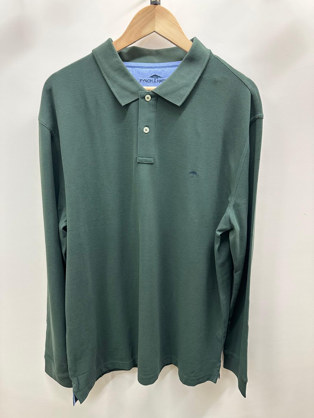 Fynch-Hatton - Mens Knitwear - Polo Longsleeve, Premium Cotton - Dark Ivy 737 - Wildvine Clothing, Spalding, Lincolnshire