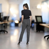 Pinnns - Ladies - Essential 27" Elasticated Waist Flannel Trouser - Iris - Salt & Pepper - Wildvine Clothing, Spalding, Lincolnshire