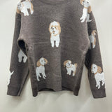 Wild Flower - Ladies - Dog Print Jumper - Mocca - Wildvine Clothing, Spalding, Lincolnshire