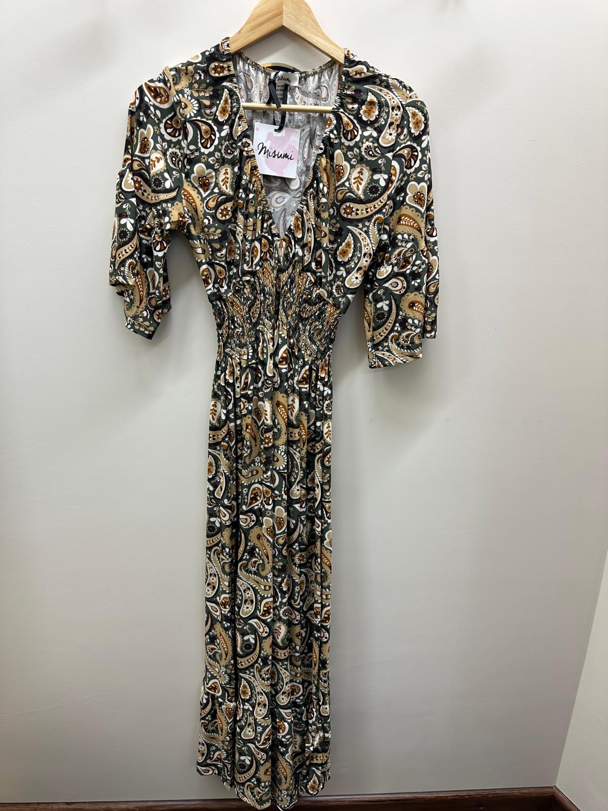 Misumi - Ladies -V Neck Wrap - Midi Dress - Khaki - Wildvine Clothing, Spalding, Lincolnshire