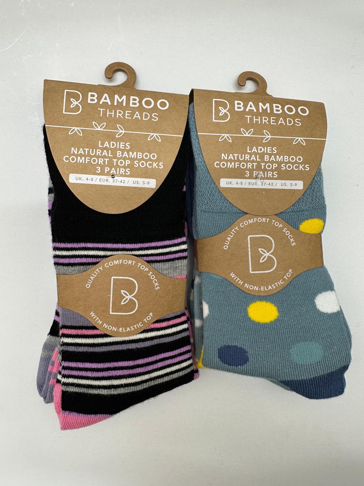 Ladies Bamboo Socks - Non Elastic - (3 pairs) - Wildvine Clothing, Spalding, Lincolnshire