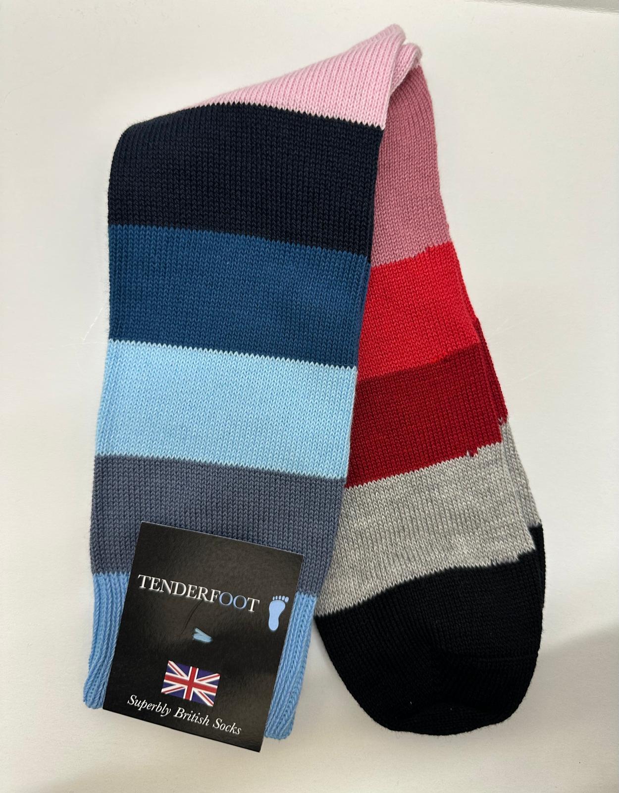 Tenderfoot - Mens - Cotton - Stripe UK 7 - 11 Tone - Multi - Wildvine Clothing, Spalding, Lincolnshire