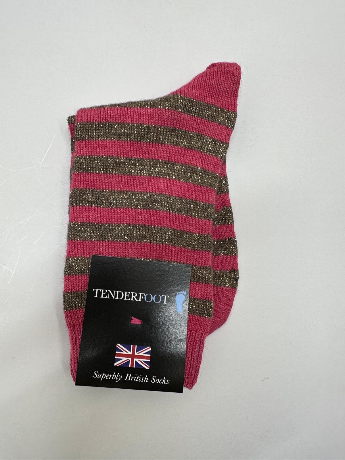 Tenderfoot - Ladies - Wool - Metallic Socks UK 4-7 Pink - Wildvine Clothing, Spalding, Lincolnshire