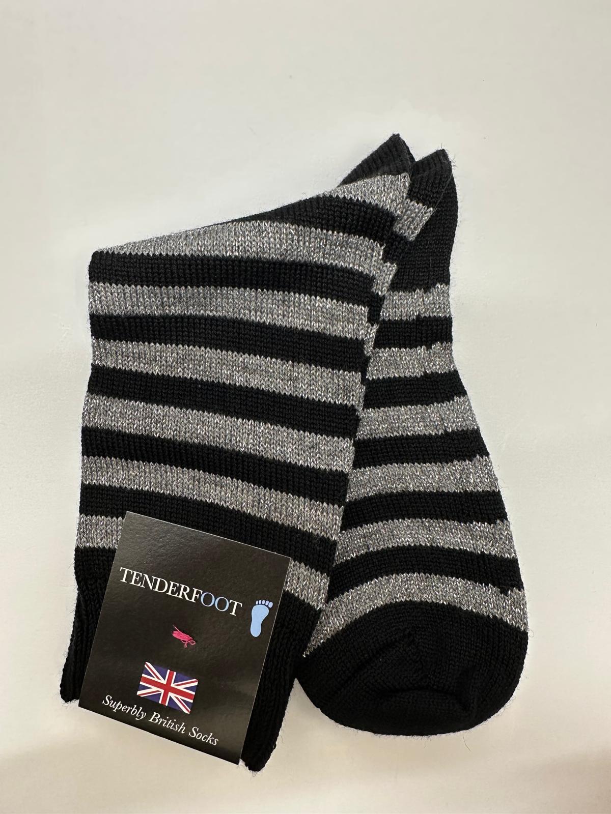 Tenderfoot - Mens- Wool - Metallic Socks UK 7 - 11 Black - Wildvine Clothing, Spalding, Lincolnshire